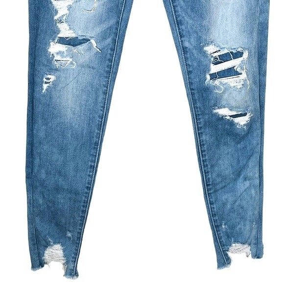 American Eagle Jeans Super Hi-Rise Jegging sz 2 * Light Wash Distressed Jeans AE - Picture 4 of 9